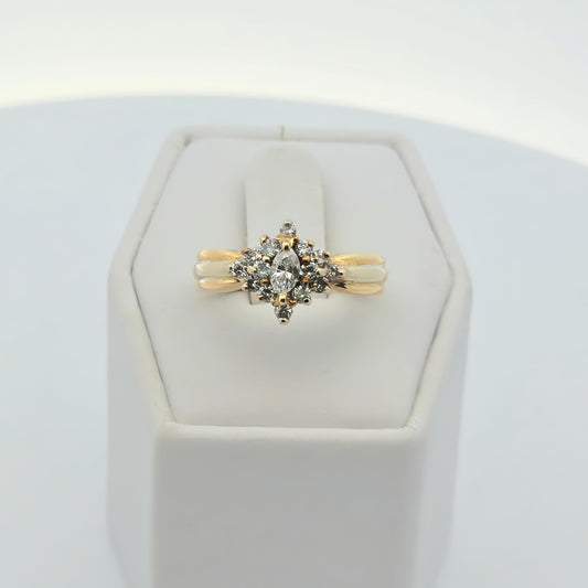 Two-Tone Marquise Cluster Bypass Diamond Ring