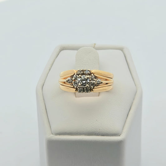 Yellow Gold Diamond Cluster Ring Set