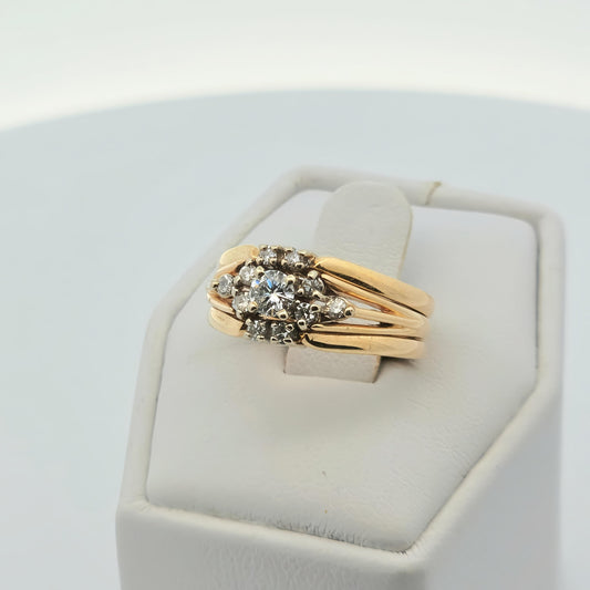 Yellow Gold Diamond Cluster Ring Set