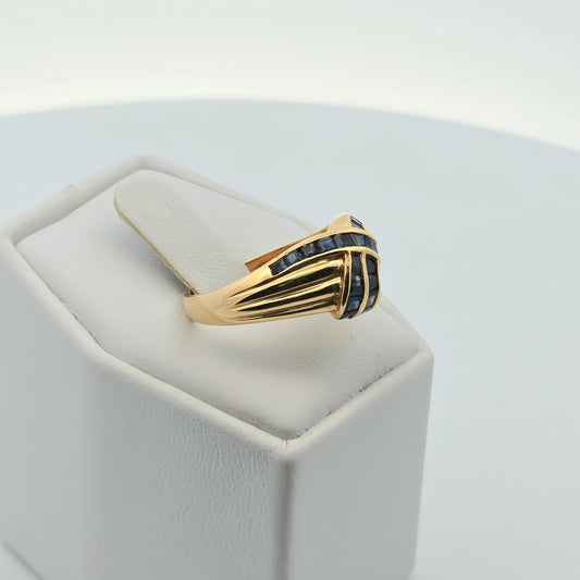 Yellow Gold Channel-Set Baguette Sapphire Band