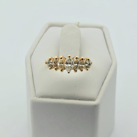 Ribbed Crossover Marquise Diamond Ring