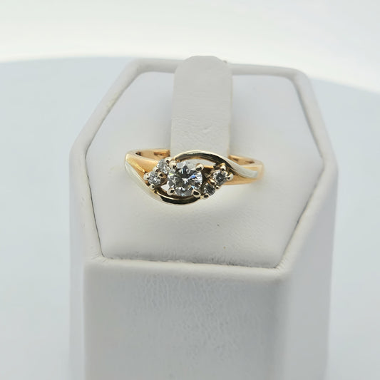 Two-Tone Three-Stone Diamond Bypass Ring