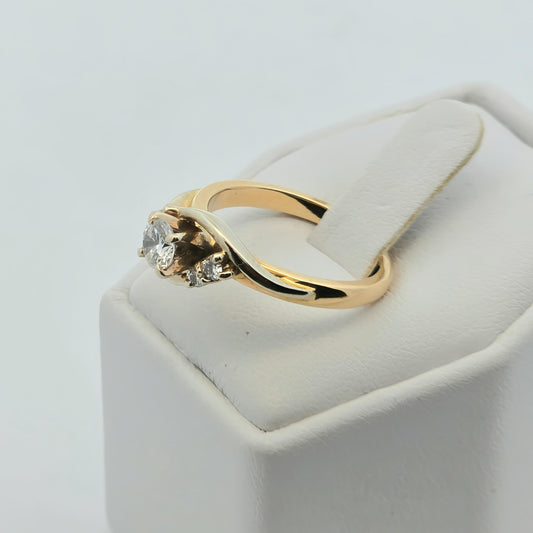 Two-Tone Three-Stone Diamond Bypass Ring
