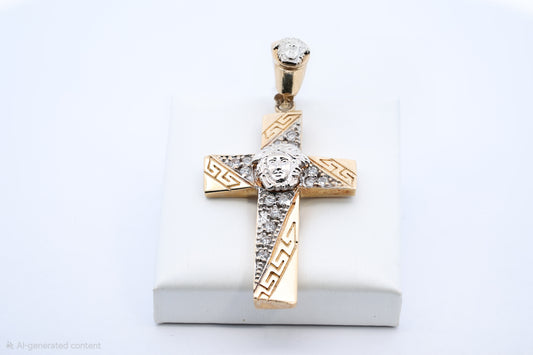 10k CZ-SET Medusa Head Cross Pendant