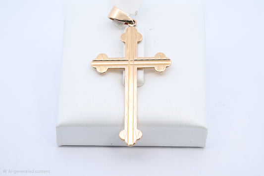 Textured Gold Flared-End Cross Pendant