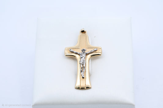 Textured Gold Flared-End Cross Pendant