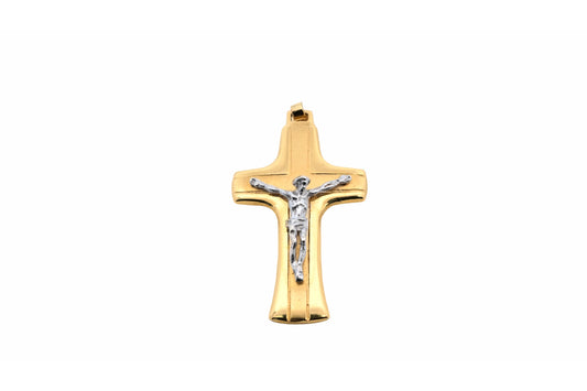 Textured Gold Flared-End Cross Pendant