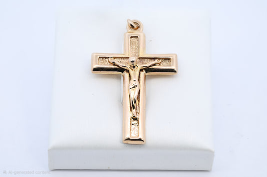Classic Textured Gold Crucifix Pendant