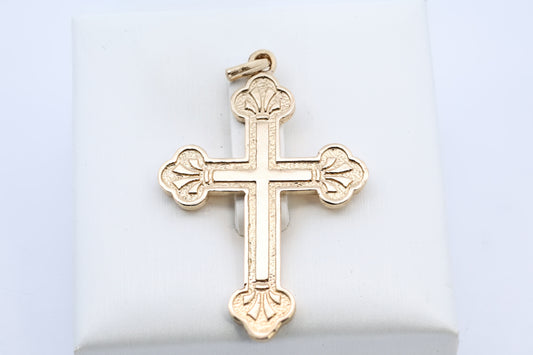 Clover-End Gold Cross Pendant
