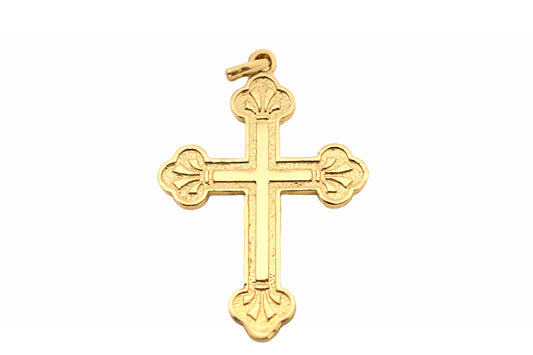 Clover-End Gold Cross Pendant