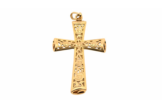 Gold Filigree Openwork Cross Pendant