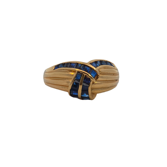 Yellow Gold Channel-Set Baguette Sapphire Band