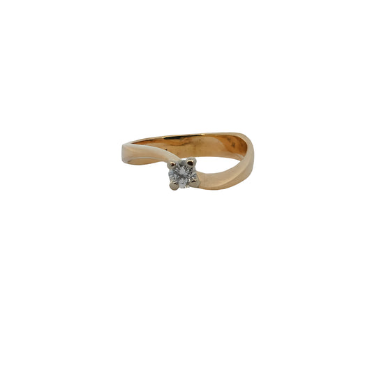 14K Yellow Gold Solitaire Bypass Diamond Ring