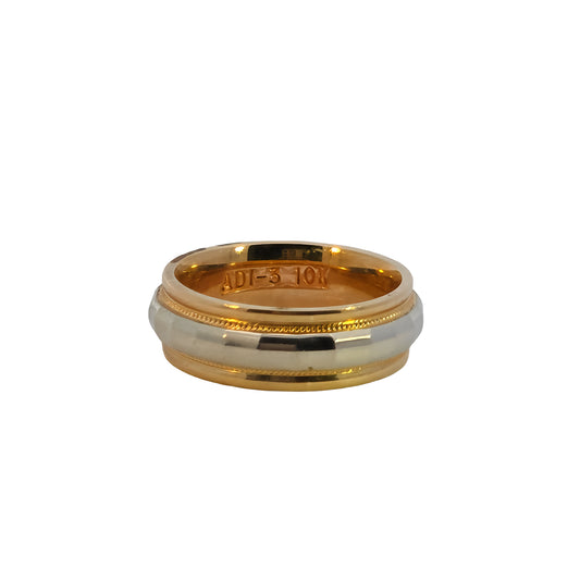 Two-Tone Gold Band with a Faceted Channel