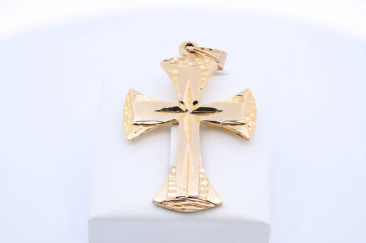 14K Gold Cut Cross Pendant