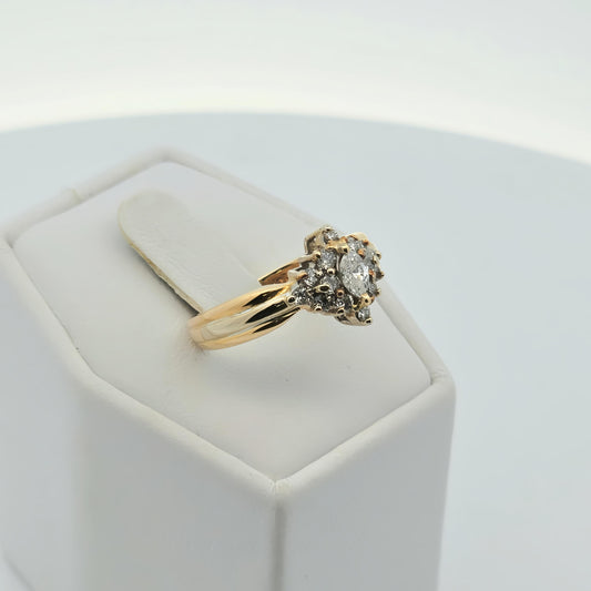 Two-Tone Marquise Cluster Bypass Diamond Ring
