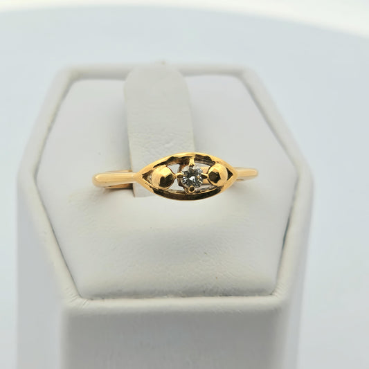 Bezel-Set Marquise Accent Solitaire Diamond Ring
