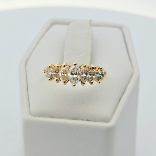 Ribbed Crossover Baguette Diamond Ring