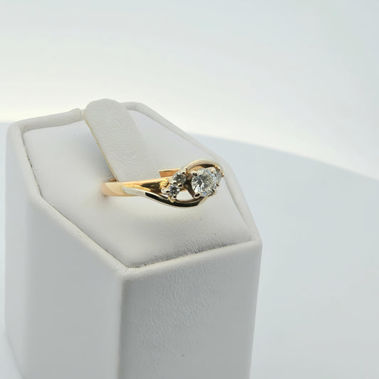 Two-Tone Three-Stone Diamond Bypass Ring