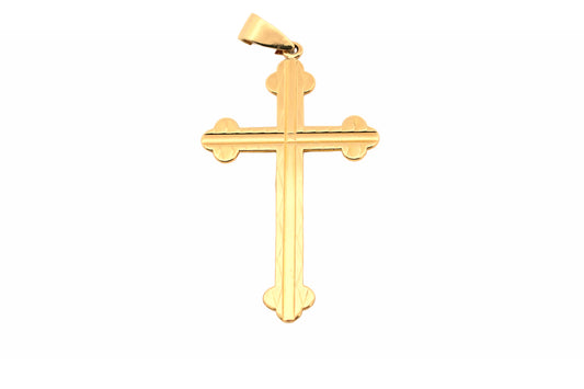 Textured Gold Flared-End Cross Pendant