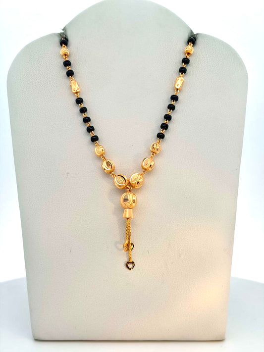 22K Textured Bead Mangalsutra with Tassel Pendant