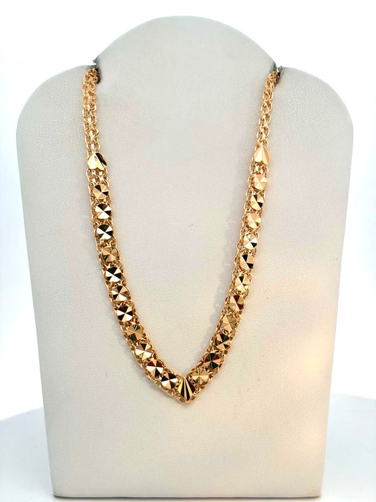 18K Kiran Faceted Mesh V-Shape Necklace