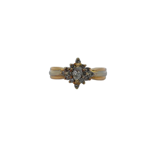 Two-Tone Marquise Cluster Bypass Diamond Ring