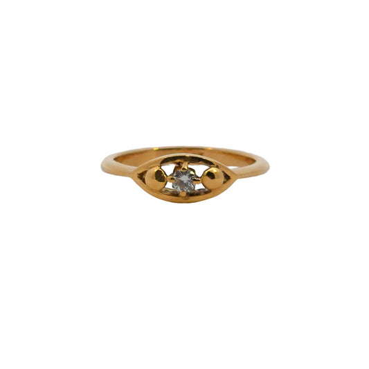 Bezel-Set Marquise Accent Solitaire Diamond Ring