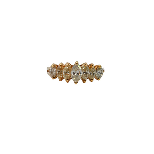 Ribbed Crossover Marquise Diamond Ring