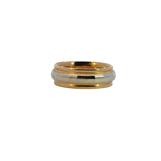 Two-Tone Gold Band with a Faceted Channel