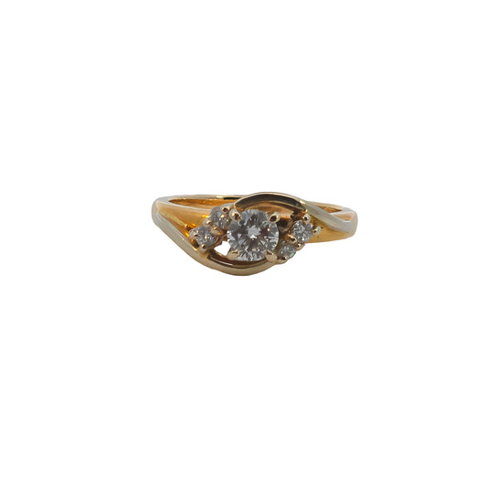 Two-Tone Three-Stone Diamond Bypass Ring